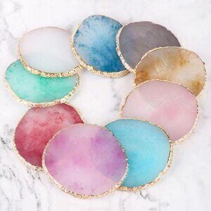 Quartz Resin Agate Coaster Candle Pad for Coffe tbale or Nail art2 Pcs(Any Color
